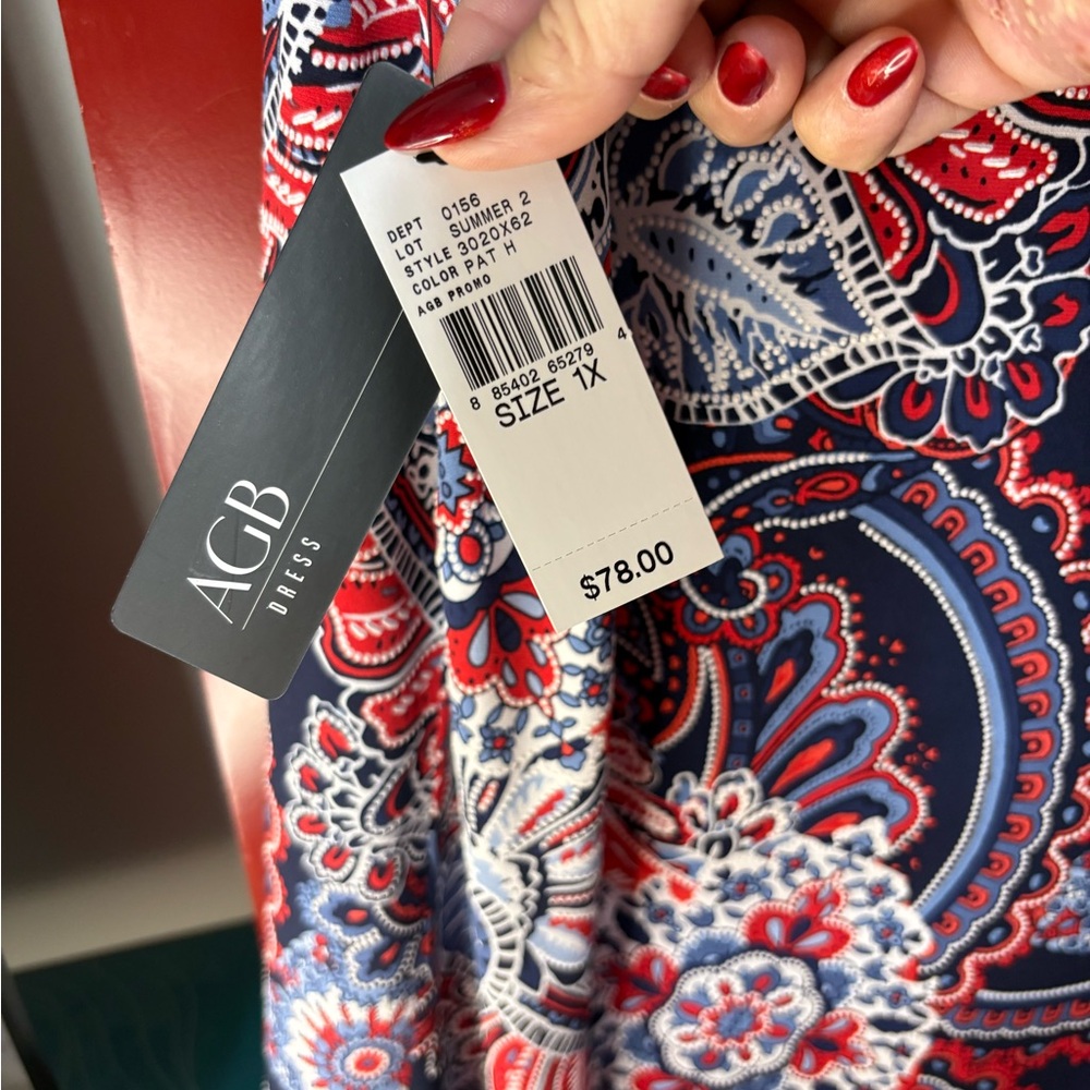 AGB Red and Blue Floral Midi Dress - Picture 5 of 5